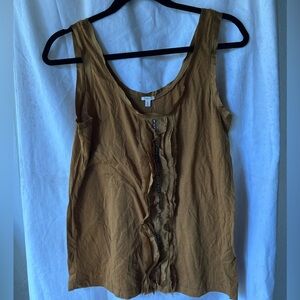 J. Crew Ruffle-Front Tank in Mustard Brown